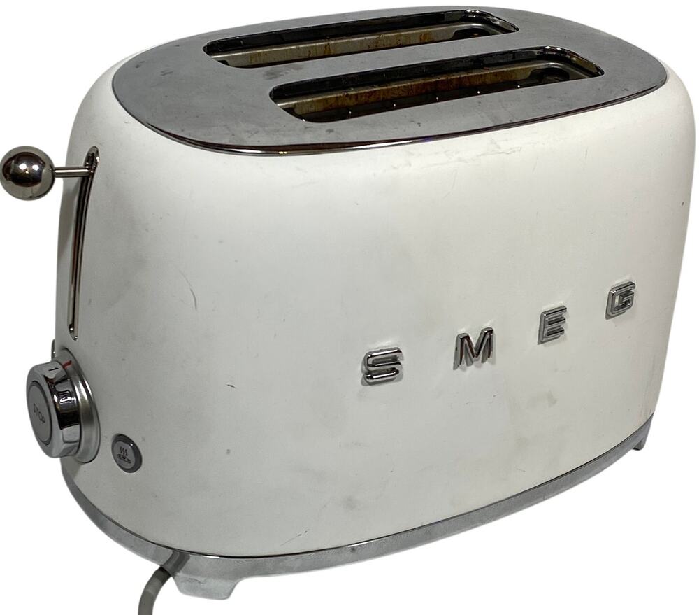 SMEG 2-Slice Toaster 6 Levels '50s Retro Design Chrome White Working